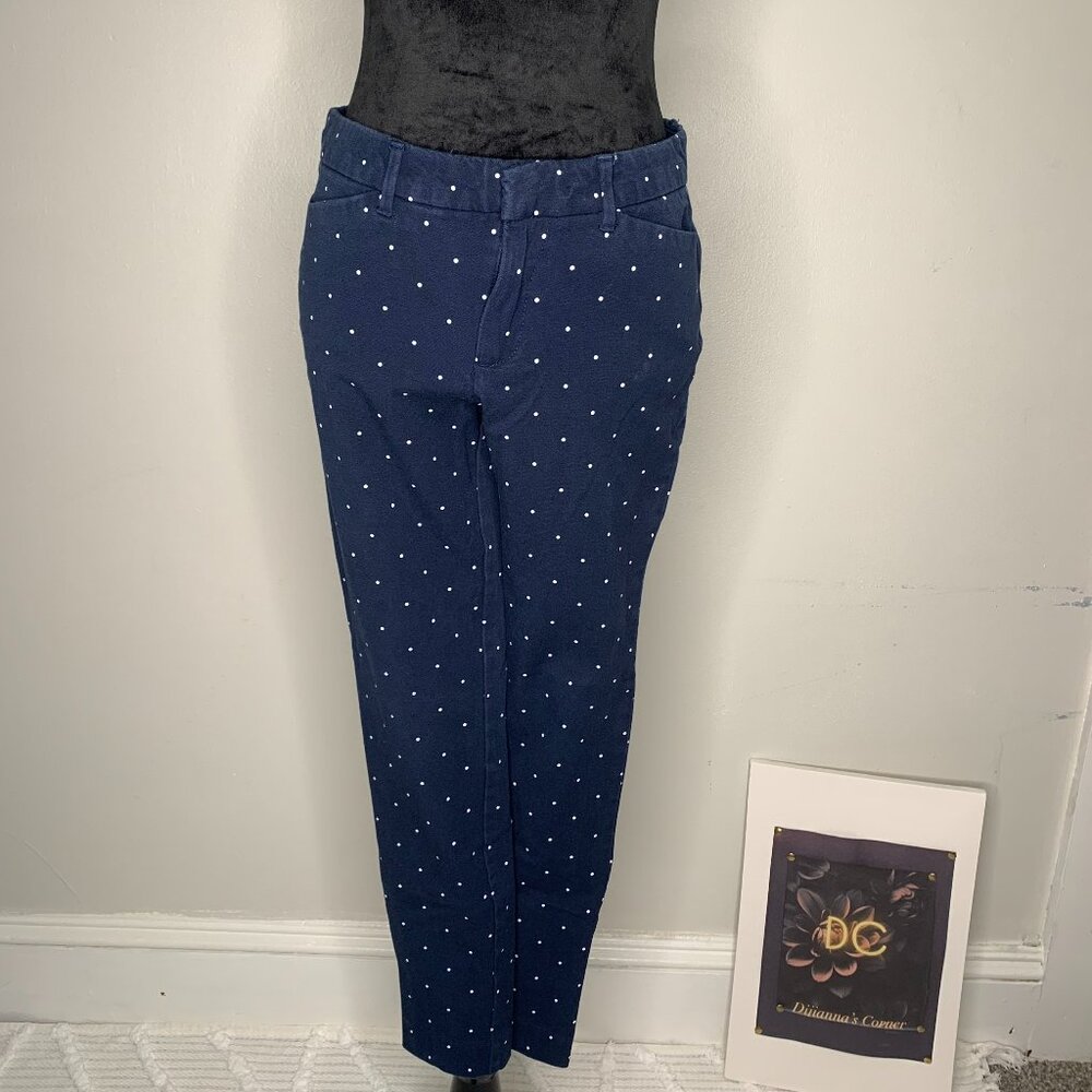 Amazon Essentials Women's Skinny Navy -Dots Pants Size 4Long .